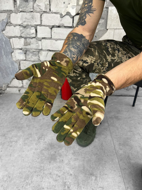 Тактичні флісові рукавички Tactical Gloves Multicam XXL - изображение 2