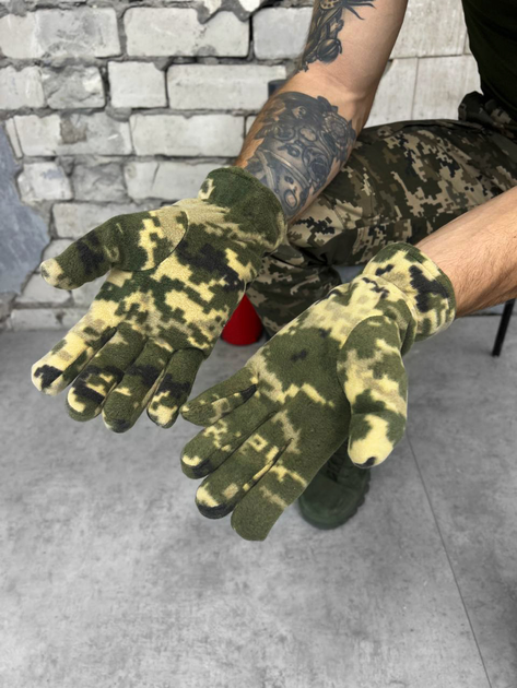 Тактичні флісові рукавички Tactical Gloves Піксель L - зображення 2