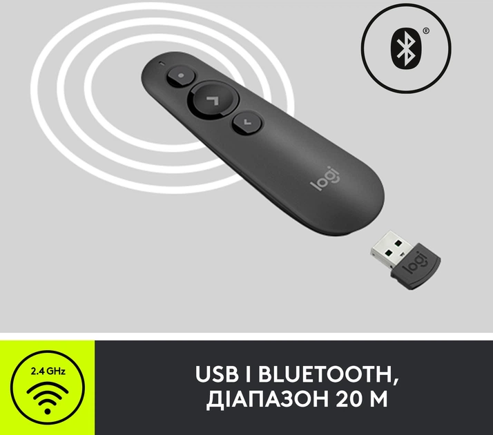 Презентер Logitech R500s Laser Presentation Remote Graphite (910-005843) - Фото 5 Презентер Logitech R500s Laser Presentation Remote Graphite (910-005843) - зображення 5