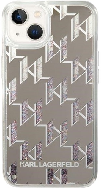 Etui Karl Lagerfeld Liquid Glitter Monogram do Apple iPhone 14 Silver (3666339076276) - obraz 2