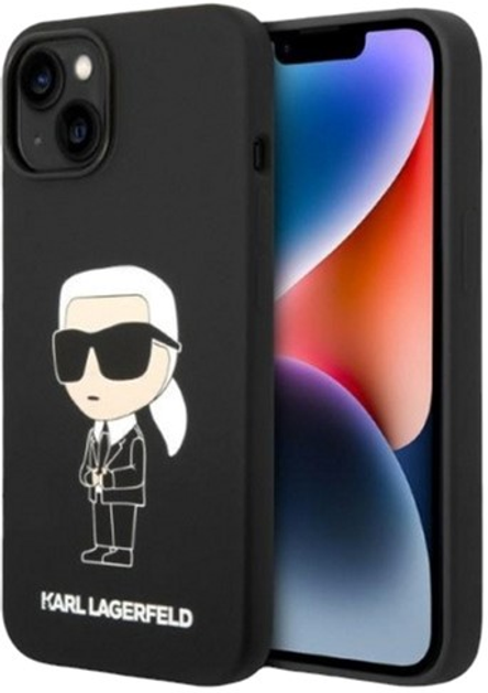 Etui Karl Lagerfeld Silicone Ikoniki do Apple iPhone 14 Black (3666339086565) - obraz 1