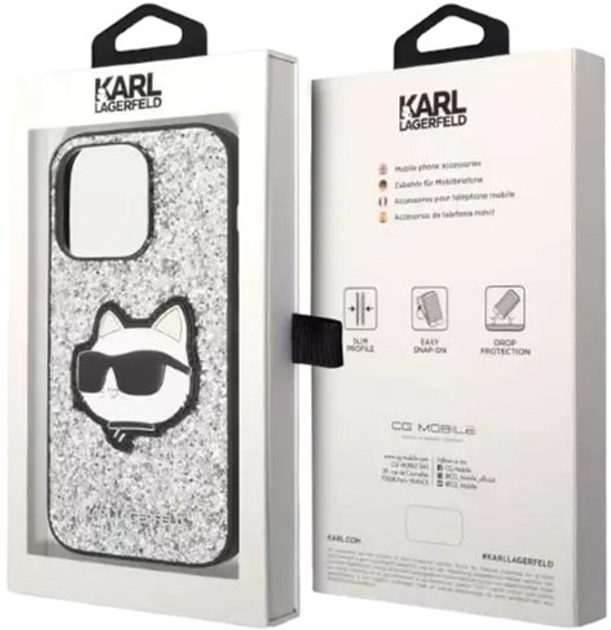 Панель Karl Lagerfeld Glitter Choupette Patch для Apple iPhone 14 Pro Max Silver (3666339099466) - зображення 3