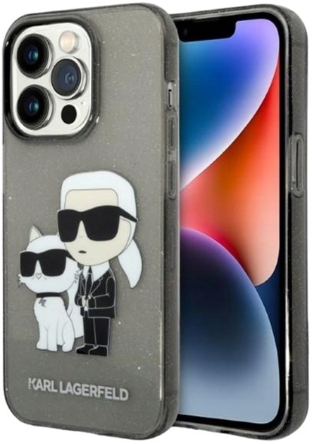 Панель Karl Lagerfeld Glitter Karl&Choupette для Apple iPhone 14 Pro Max Black (3666339087234) - зображення 1