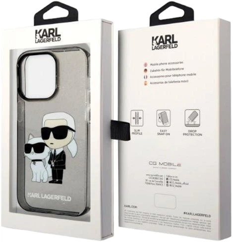 Панель Karl Lagerfeld Glitter Karl&Choupette для Apple iPhone 14 Pro Max Black (3666339087234) - зображення 3
