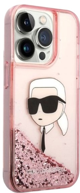 Панель Karl Lagerfeld Glitter Karl Head для Apple iPhone 14 Pro Max Pink (3666339086916) - зображення 2