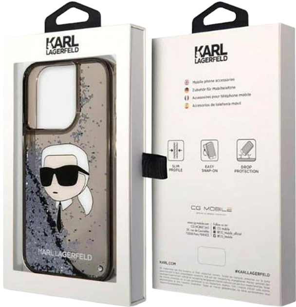 Etui Karl Lagerfeld Glitter Karl Head do Apple iPhone 14 Pro Max Black (3666339086831) - obraz 3
