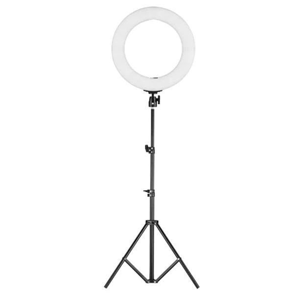 Кольцевая led лампа мощная светодиодная 26 см с держателем для смартфона и штативом 2,1 м - изображение 2