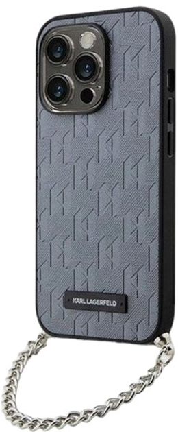Etui Karl Lagerfeld Saffiano Monogram Chain do Apple iPhone 14 Pro Max Silver (3666339122935) - obraz 1