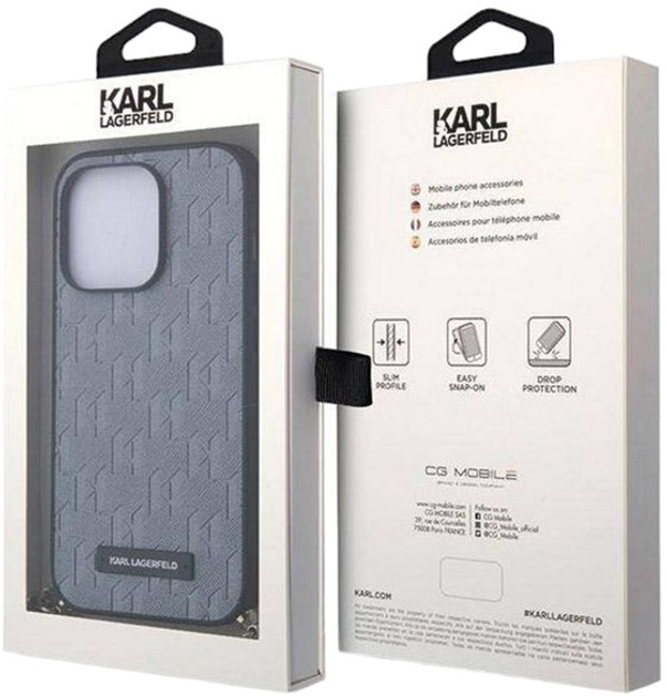 Etui Karl Lagerfeld Saffiano Monogram Chain do Apple iPhone 14 Pro Max Silver (3666339122935) - obraz 2
