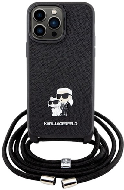 Панель Karl Lagerfeld Crossbody Saffiano Metal Pin Karl&Choupette для Apple iPhone 14 Pro Max Black (3666339165741) - зображення 2