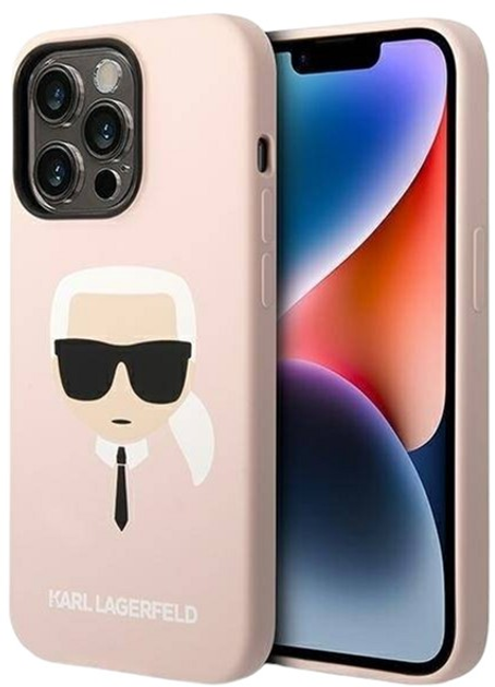 Etui Karl Lagerfeld Silicone Karl Head do Apple iPhone 14 Pro Max Pink (3666339085476) - obraz 1