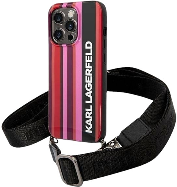 Etui Karl Lagerfeld Color Stripes Strap do Apple iPhone 14 Pro Max Pink (3666339094225) - obraz 1