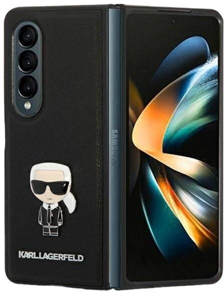 Etui Karl Lagerfeld Saffiano Ikonik Metal do Samsung Galaxy Z Fold 4 Black (3666339084813) - obraz 1