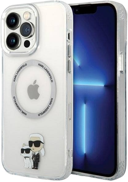 Etui Karl Lagerfeld Iconic Karl&Choupette Magsafe do Apple iPhone 13 Pro Max Transparent (3666339126353) - obraz 1