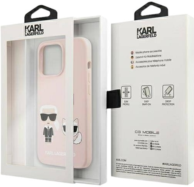 Etui Karl Lagerfeld Silicone Ikonik Karl&Choupette Magsafe do Apple iPhone 13 Pro Max Light Pink (3666339035150) - obraz 3