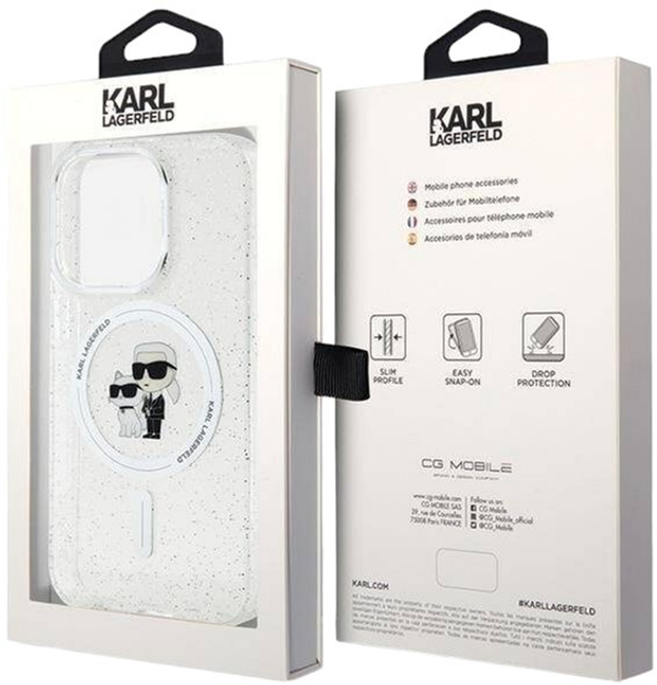Etui Karl Lagerfeld Karl&Choupette Glitter MagSafe do Apple iPhone 14 Pro Transparent (3666339162733) - obraz 3