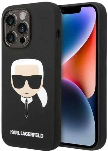 Etui Karl Lagerfeld Silicone Karl Head Magsafe do Apple iPhone 14 Pro Black (3666339078010) - obraz 1