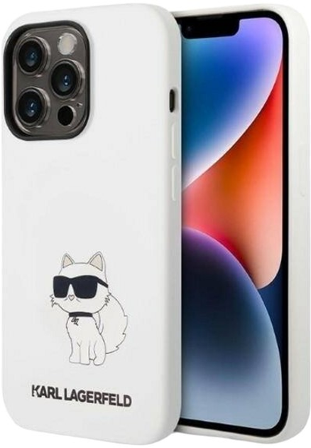 Панель Karl Lagerfeld Silicone Choupette MagSafe для Apple iPhone 14 Pro White (3666339087784) - зображення 1