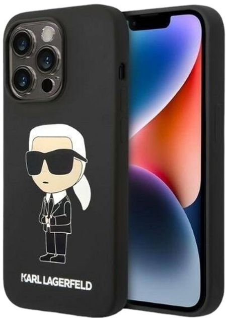 Etui Karl Lagerfeld Silicone Ikonik Magsafe do Apple iPhone 14 Pro Black (3666339087708) - obraz 1