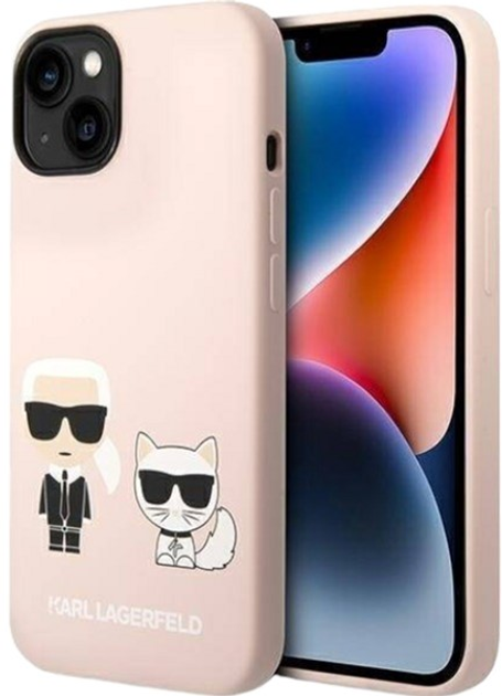 Панель Karl Lagerfeld Silicone Karl&Choupette Magsafe для Apple iPhone 14 Light Pink (3666339078119) - зображення 1