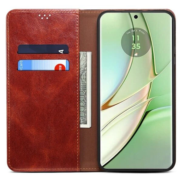 Чохол-книжка з кишеньками UniCase Leather Wallet для Motorola Edge 40 - Brown - зображення 2