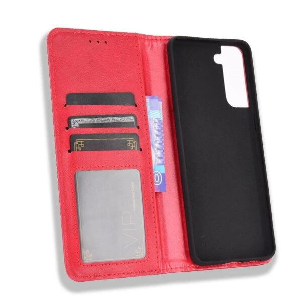 Чехол-книжка Deexe Retro Style для Samsung Galaxy S21 (G991) - Red - изображение 4