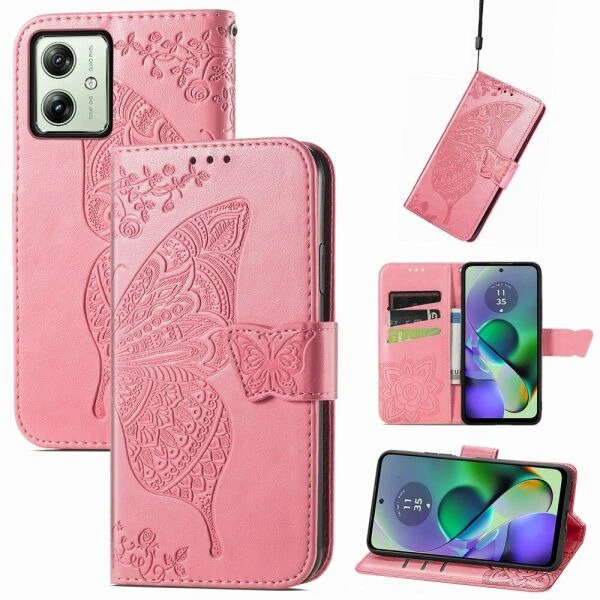 Чехол UniCase Butterfly Pattern для Motorola Moto G54 / G54 Power - Pink - изображение 4