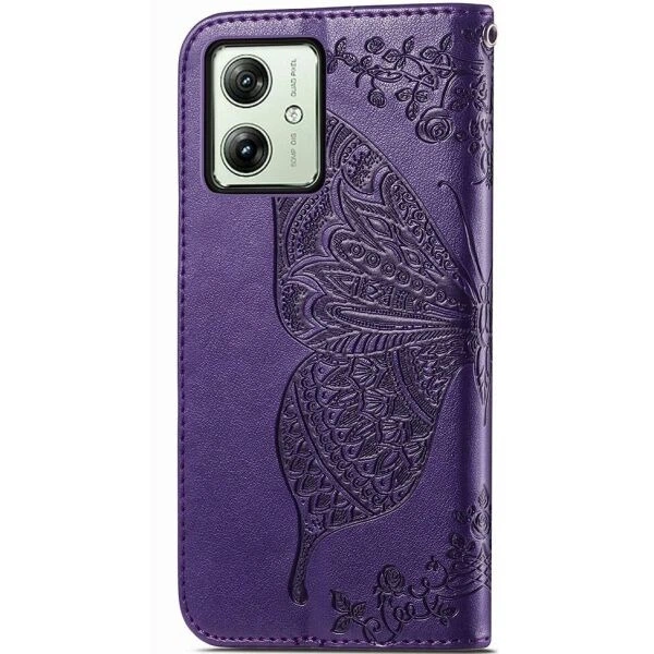 Чехол-книжка с рисунком UniCase Butterfly Pattern для Motorola Moto G54 / G54 Power - Dark Purple - изображение 5