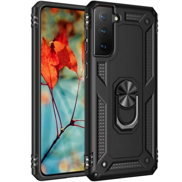 Противоударный чехол с подставкой Deexe Armor Case для Samsung Galaxy S21 (G991) - Black - Фото 1 Противоударный чехол с подставкой Deexe Armor Case для Samsung Galaxy S21 (G991) - Black - изображение 1