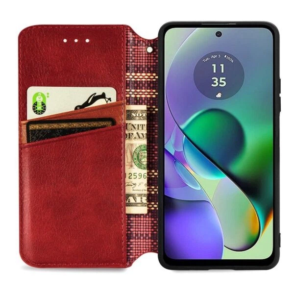 Чехол Deexe Rhombus Wallet для Motorola Moto G54 / G54 Power - Red - изображение 2