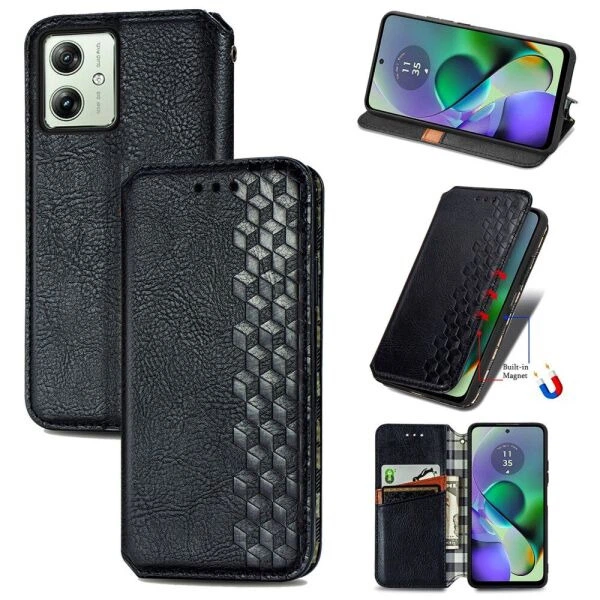 Чохол Deexe Rhombus Wallet для Motorola Moto G54 / G54 Power - Black - зображення 4