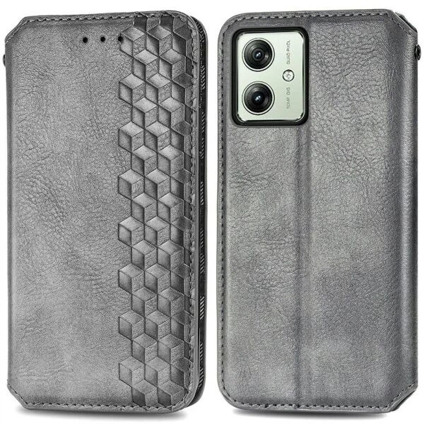 Чохол Deexe Rhombus Wallet для Motorola Moto G54 / G54 Power - Grey - Фото 1 Чохол Deexe Rhombus Wallet для Motorola Moto G54 / G54 Power - Grey - зображення 1