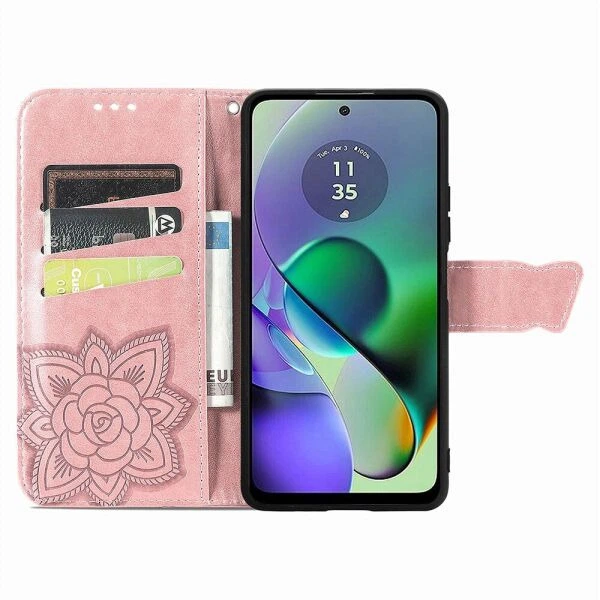 Чехол UniCase Butterfly Pattern для Motorola Moto G54 / G54 Power - Rose Gold - Фото 2 Чехол UniCase Butterfly Pattern для Motorola Moto G54 / G54 Power - Rose Gold - изображение 2