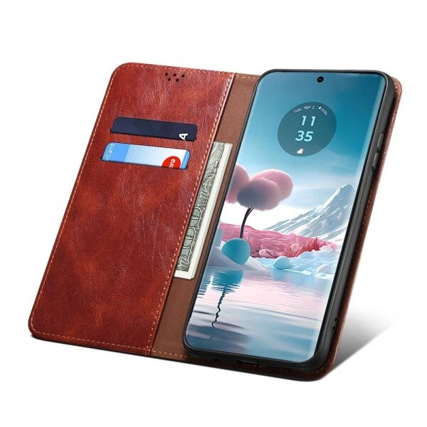 Чехол-книжка с кармашками UniCase Leather Wallet для Motorola Edge 40 Neo - Brown - Фото 4 Чехол-книжка с кармашками UniCase Leather Wallet для Motorola Edge 40 Neo - Brown - изображение 4