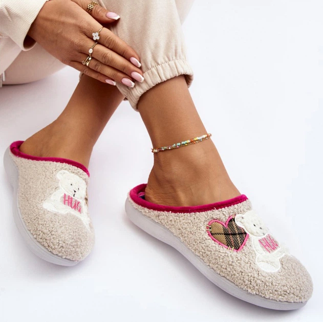 Kapcie domowe damskie ocieplane z zakrytymi palcami Inblu EC000095 41 Beżowe (5905677966442) - obraz 7