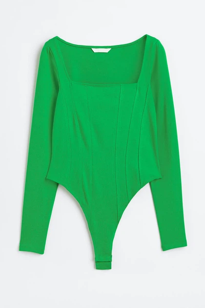 Боді-лонгслів H&M 061123802_green S Зелене (6666000283511) - Фото 5 Боді-лонгслів H&M 061123802_green S Зелене (6666000283511) - зображення 5