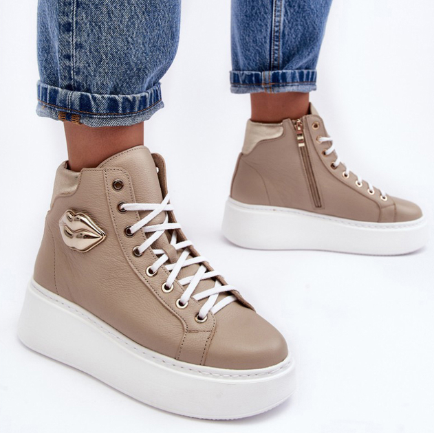Sneakersy damskie ze skóry naturalnej Lemar Katerin 39 Beżowe (5905677952407) - obraz 3