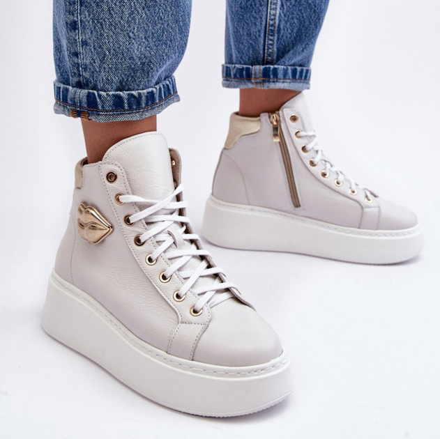 Sneakersy damskie ze skóry naturalnej Lemar Katerin 38 Białe (5905677952292) - obraz 3