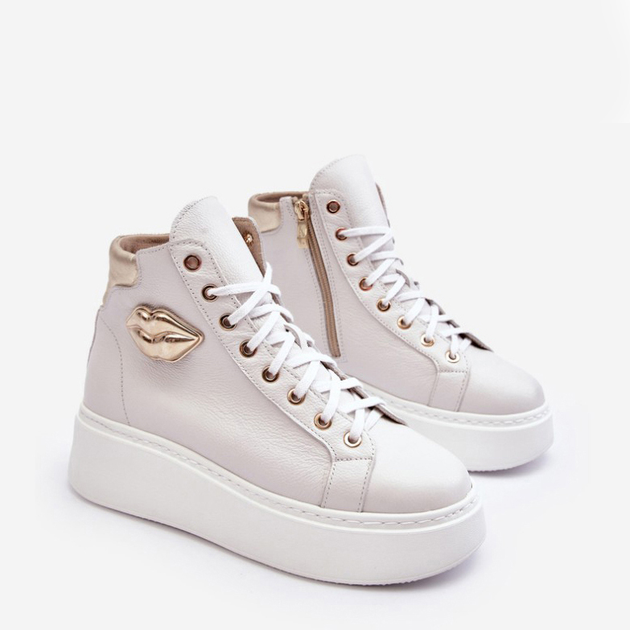 Sneakersy damskie ze skóry naturalnej Lemar Katerin 38 Białe (5905677952292) - obraz 7