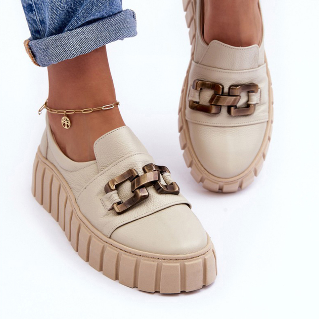 Buty wsuwane damskie Lewski Shoes 3398 38 Beżowy/Złoty (5905677947878) - obraz 4