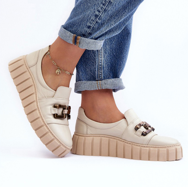 Buty wsuwane damskie Lewski Shoes 3398 38 Beżowy/Złoty (5905677947878) - obraz 5