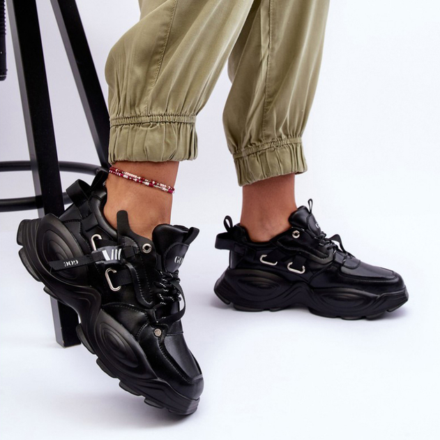 Sneakersy damskie na wysokiej platformie GOE MM2N4014 40 Czarne (5905677886603) - obraz 3