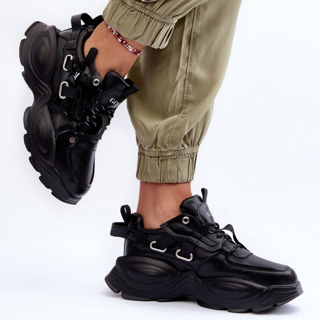 Sneakersy damskie na wysokiej platformie GOE MM2N4014 40 Czarne (5905677886603) - obraz 6