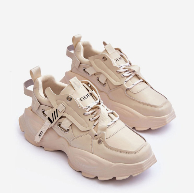 Sneakersy damskie na wysokiej platformie GOE MM2N4015 40 Beżowe (5905677886559) - obraz 7