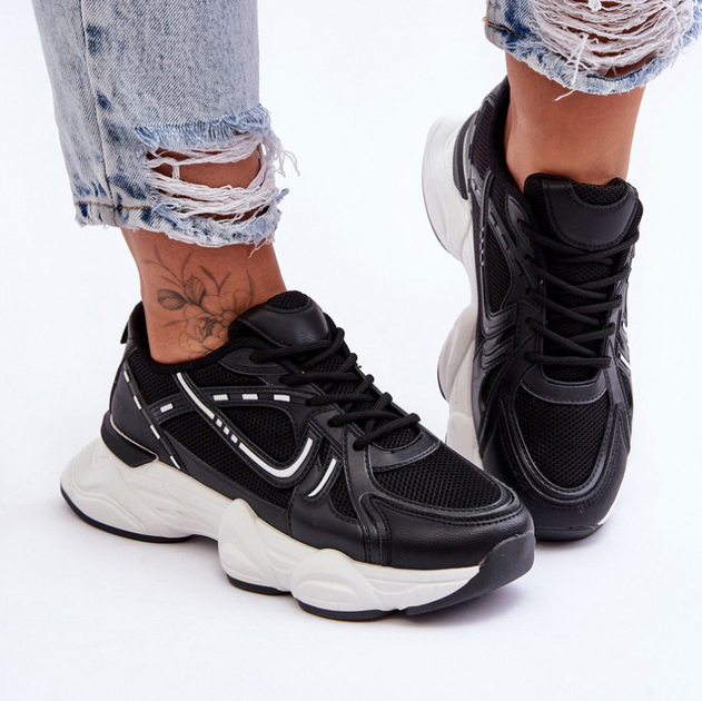 Sneakersy damskie na wysokiej platformie Feluci 37 Czarne (5905677437904) - obraz 4