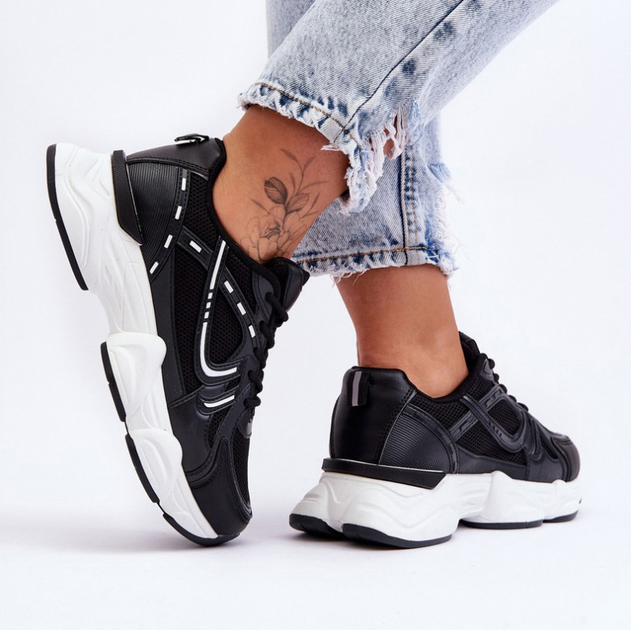 Sneakersy damskie na wysokiej platformie Feluci 37 Czarne (5905677437904) - obraz 5