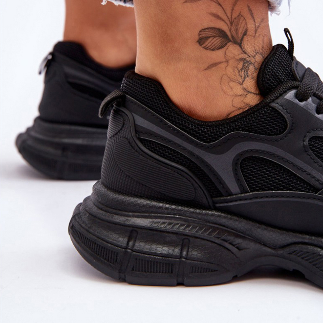 Buty sportowe damskie z siatką na platformie do kostki oddychające Contiro 36 Czarne (5905677437652) - obraz 7