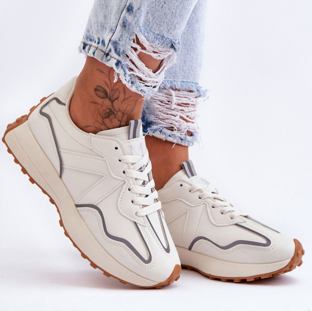 Buty sportowe damskie na platformie do kostki Faro 37 Beżowe (5905677428100) - obraz 6
