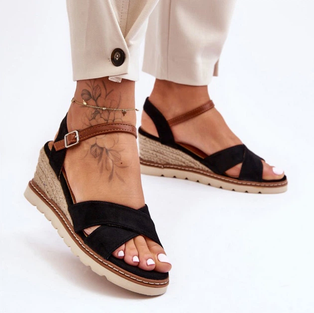 Sandały damskie na koturnie Celine 40 Czarne (5905677430622) - obraz 3