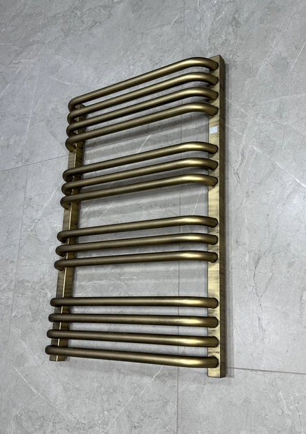 Рушникосушка комбінована Terma Alex 760x500 Brushed Brass, тен ONE + вентиль Unico - зображення 5